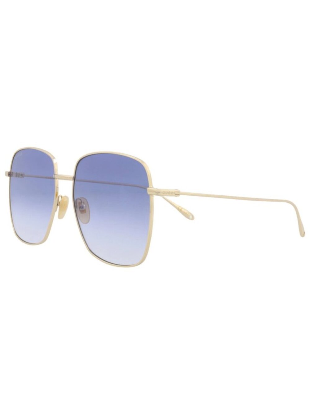 New Gucci Women's Sunglasses Square Rectangle Metal Frame Gold Gold Violet